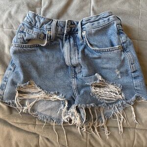 Forever 21 Light Blue Distressed Denim Shorts